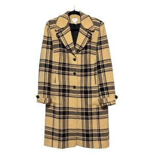 Ann Taylor Loft Old Money Luxury Plaid Wool Coat Womens Size 12 Classic Academia